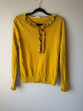 Boden Women's Ruffle Trim Long Sleeve Top - Mustard Yellow
